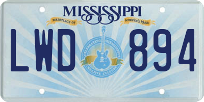 MS license plate LWD894
