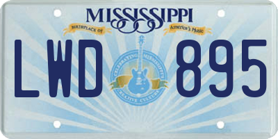 MS license plate LWD895