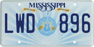 MS license plate LWD896
