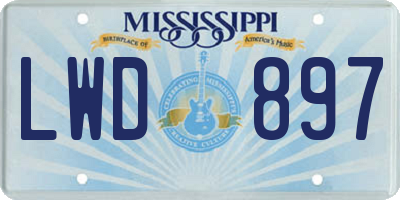 MS license plate LWD897
