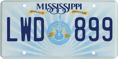 MS license plate LWD899
