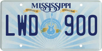 MS license plate LWD900