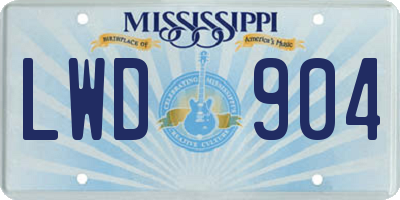 MS license plate LWD904