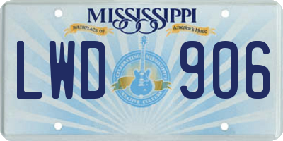 MS license plate LWD906