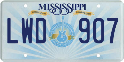 MS license plate LWD907