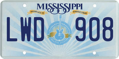 MS license plate LWD908