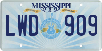 MS license plate LWD909