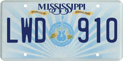 MS license plate LWD910