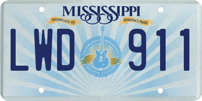 MS license plate LWD911