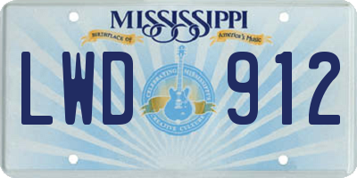 MS license plate LWD912