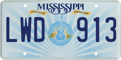 MS license plate LWD913