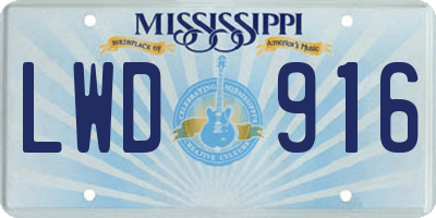 MS license plate LWD916
