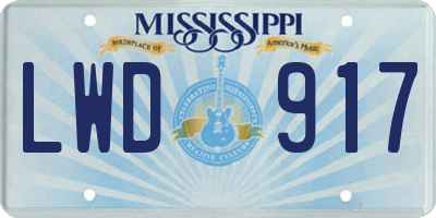 MS license plate LWD917