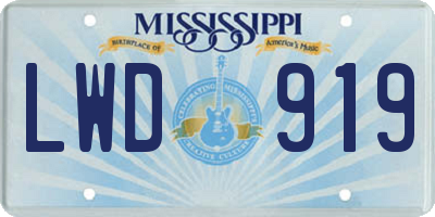 MS license plate LWD919