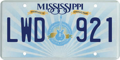 MS license plate LWD921