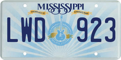 MS license plate LWD923