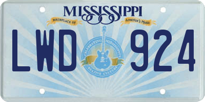 MS license plate LWD924