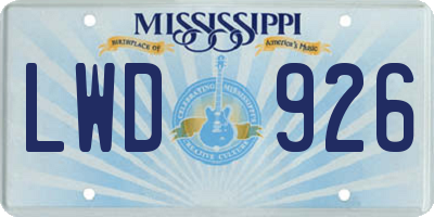 MS license plate LWD926