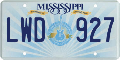 MS license plate LWD927