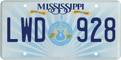 MS license plate LWD928