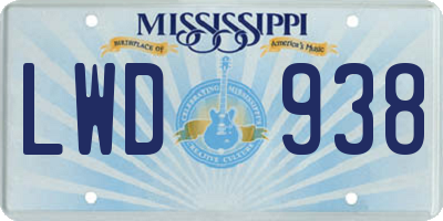 MS license plate LWD938