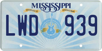 MS license plate LWD939