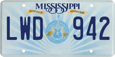 MS license plate LWD942