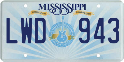 MS license plate LWD943