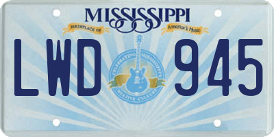 MS license plate LWD945