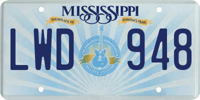 MS license plate LWD948
