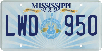 MS license plate LWD950