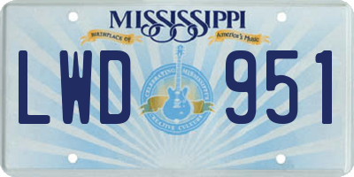 MS license plate LWD951