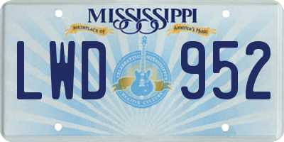 MS license plate LWD952