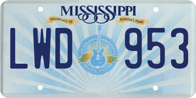 MS license plate LWD953