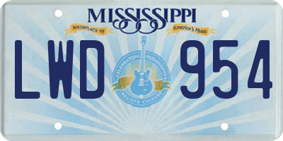 MS license plate LWD954