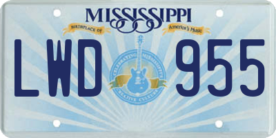MS license plate LWD955
