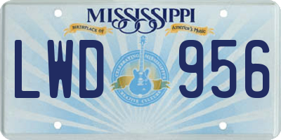 MS license plate LWD956