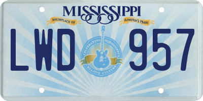 MS license plate LWD957