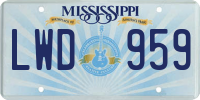 MS license plate LWD959