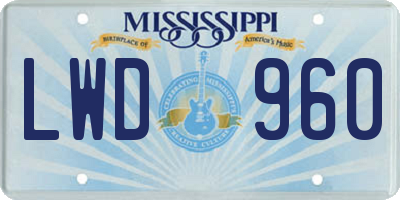 MS license plate LWD960