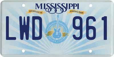 MS license plate LWD961