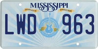 MS license plate LWD963