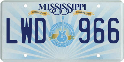 MS license plate LWD966