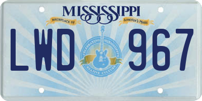 MS license plate LWD967