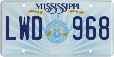 MS license plate LWD968