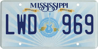 MS license plate LWD969