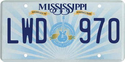 MS license plate LWD970
