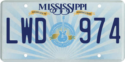 MS license plate LWD974