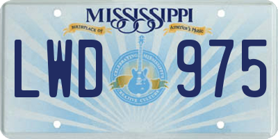 MS license plate LWD975
