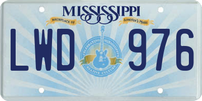 MS license plate LWD976
